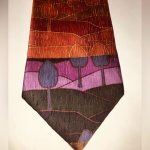 Voysey Trees Tie Artsy Nature Watercolors Pattern Earthy Whimsical Retro Necktie